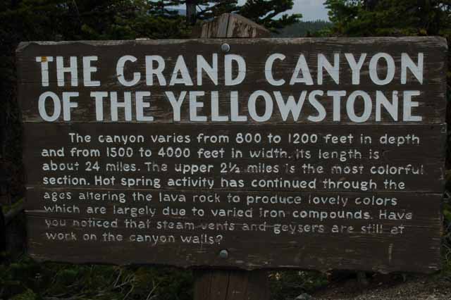 sign of Yellowstone's Grand Canyon